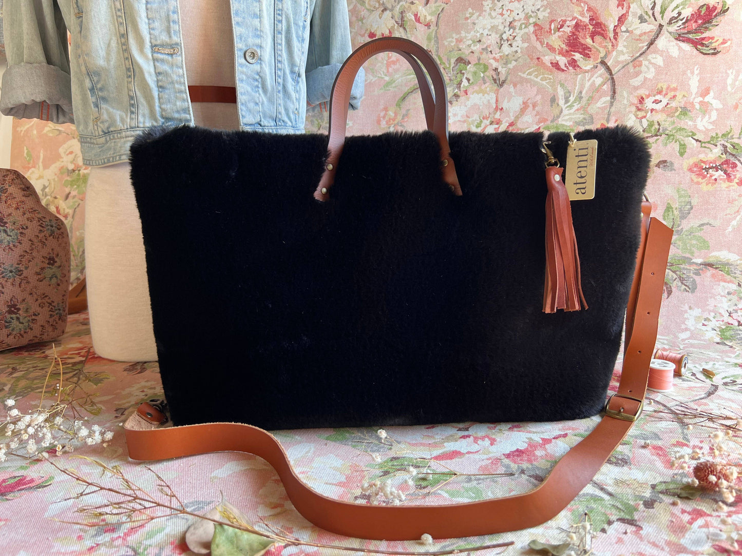 USA Handcrafted Carryall Tote Bag, Midnight Mink Buddy