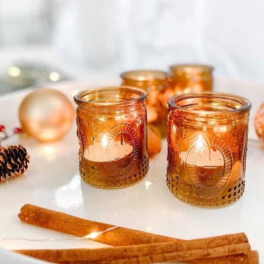 Vintage Amber Glass Tea Light Holder