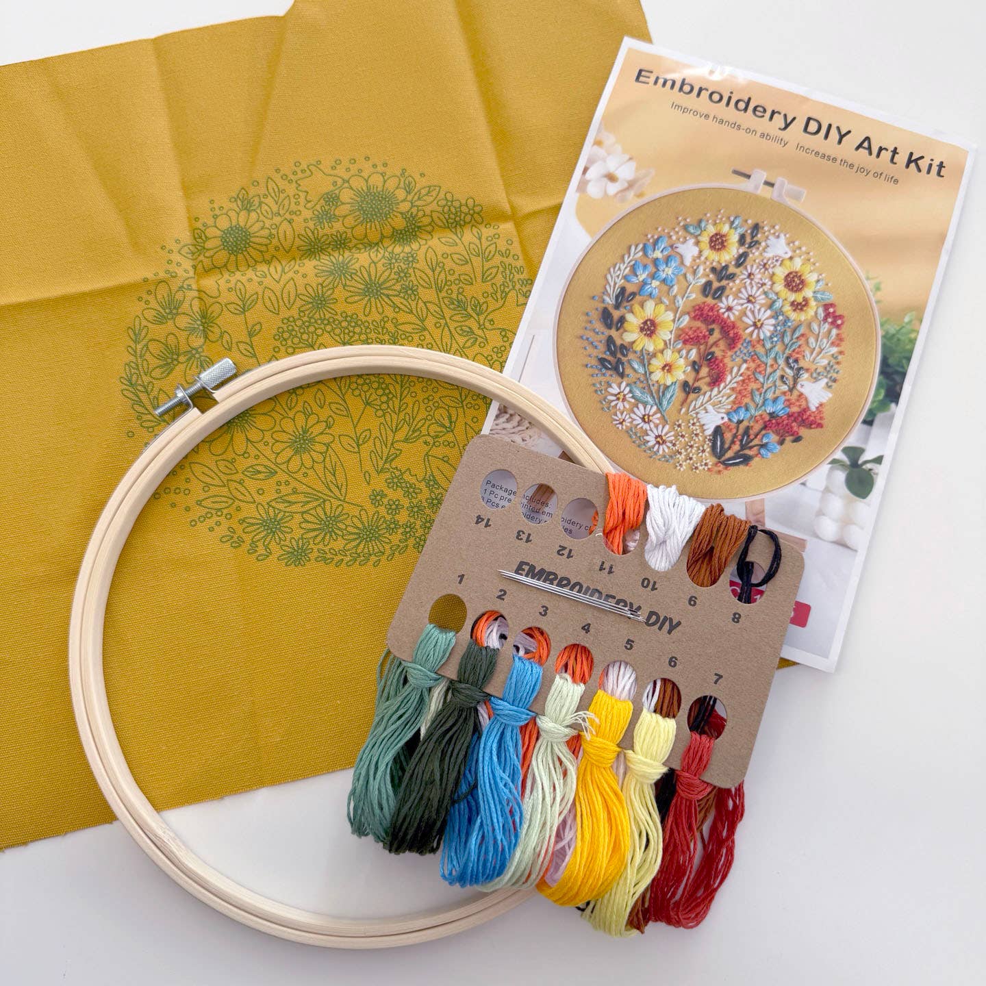 DIY 8" Warm Flower Field Embroidery Craft Kit