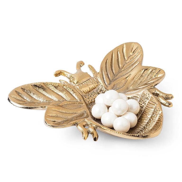Small Flat Bee Tray-Gold-6"W