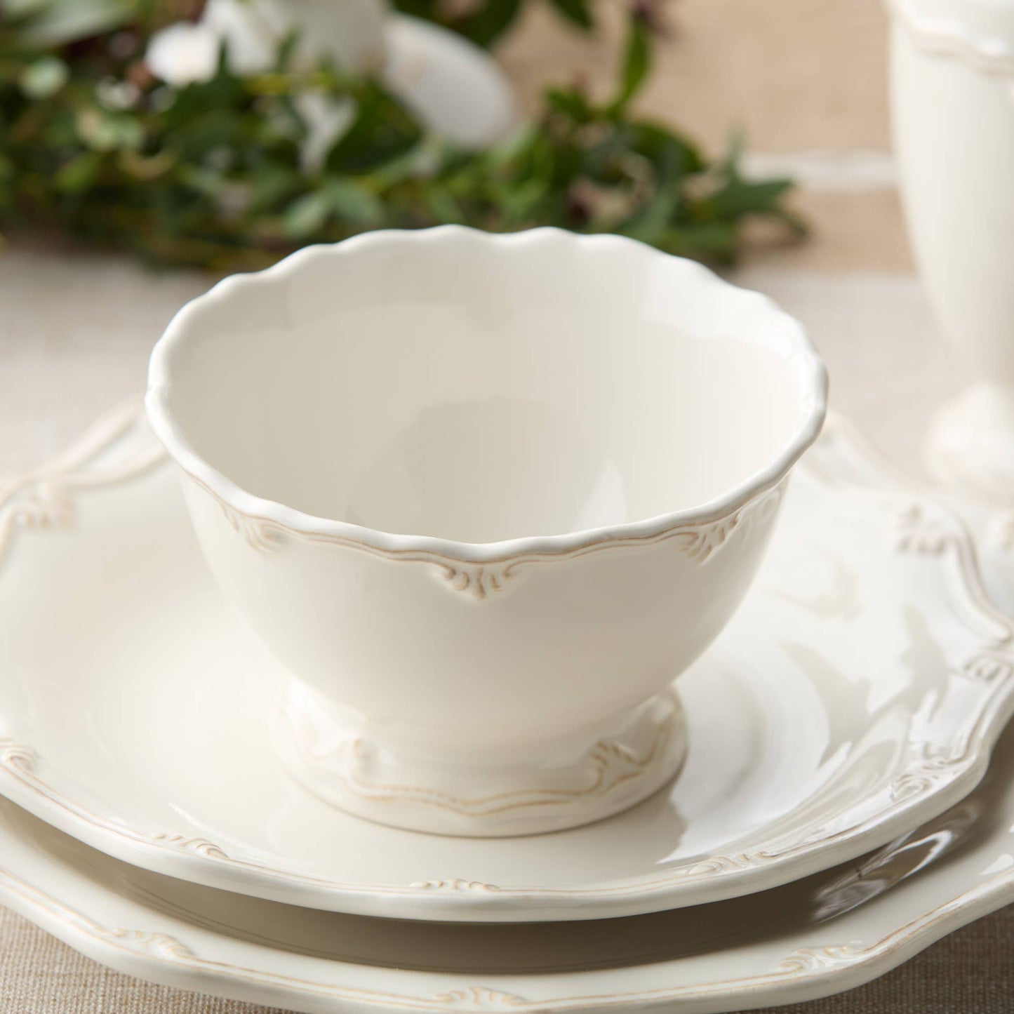 Heritage Scroll Salad Plate – Artistic Stoneware Accent