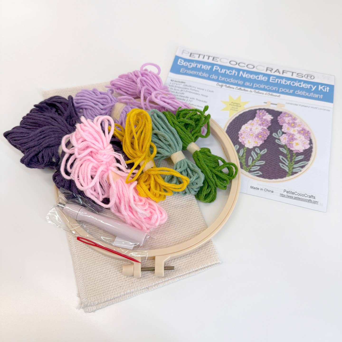 DIY 8" Lavender Punch Needle Embroidery Craft Kit