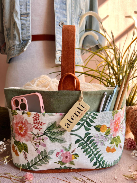 Premium Knitting and Crochet Organizer and Project Bag- Exclusive Design for Needle Art Projects, Tools, and Yarn, Florence Caddy