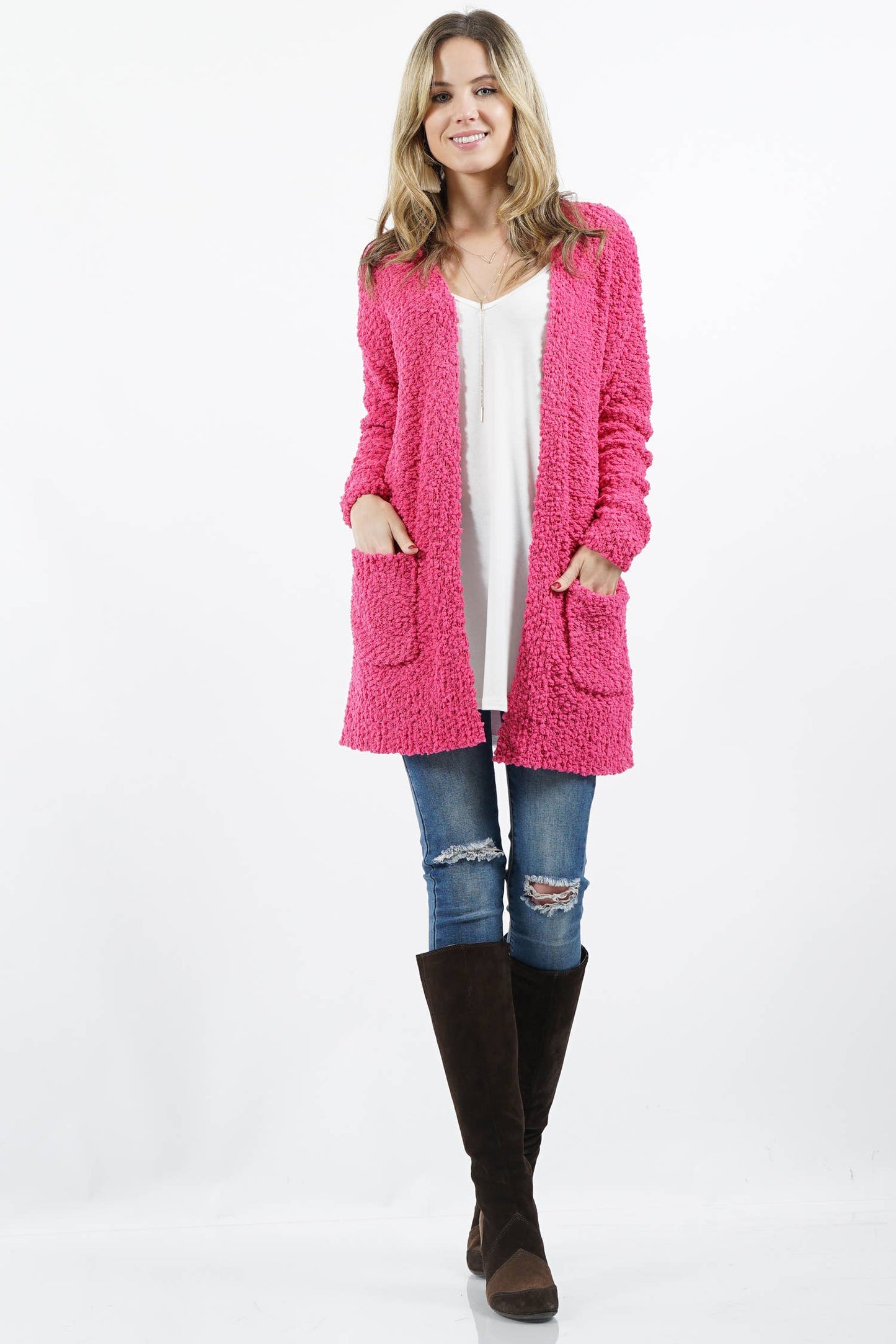 `.Popcorn Sweater Cardigan