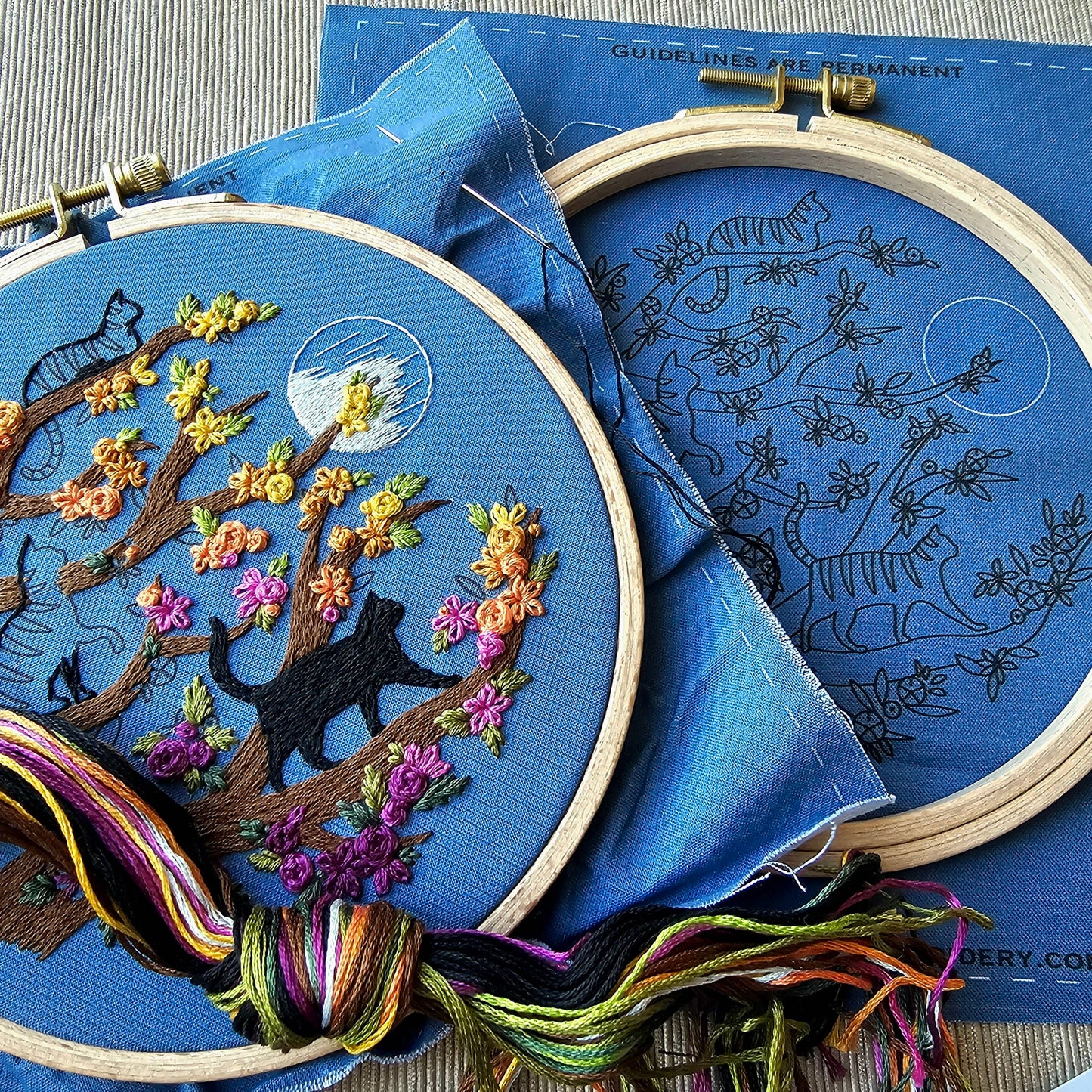Cats & Full Moon Embroidery Kit