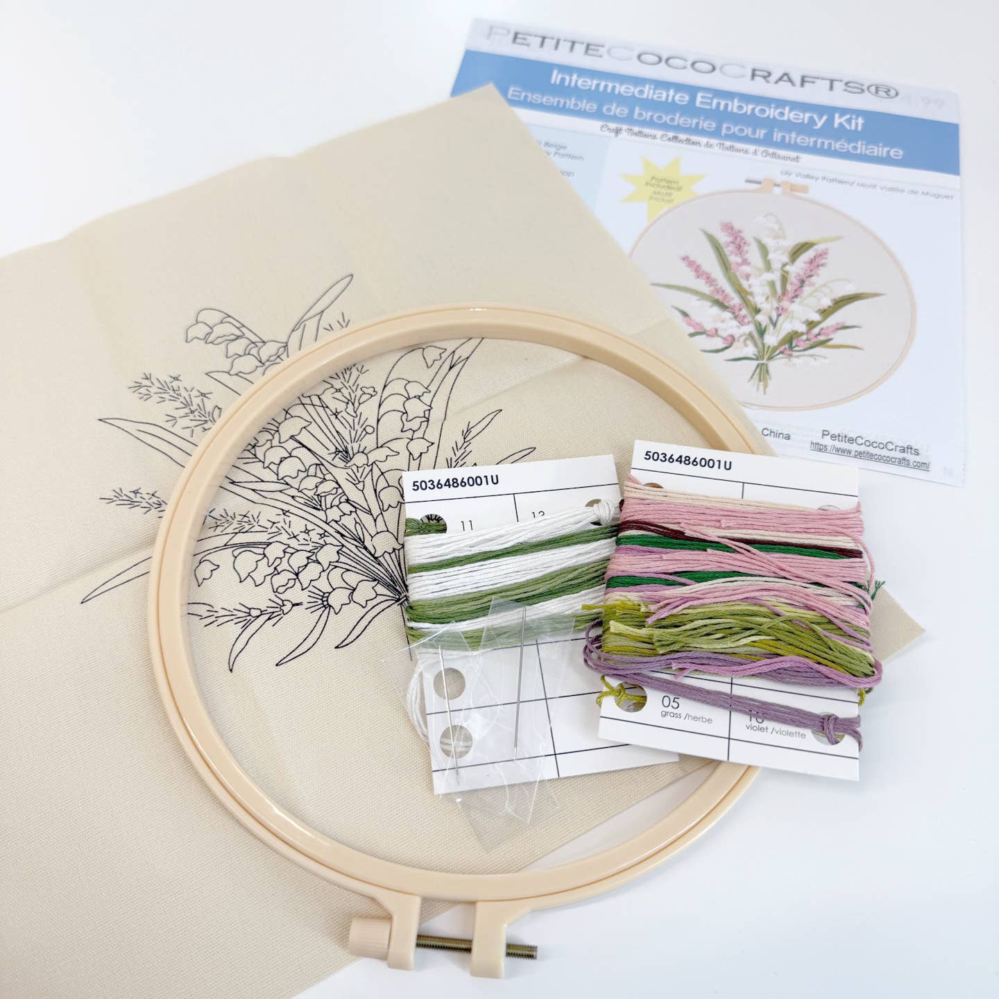 DIY 8" Lily Valley Embroidery Craft Kit