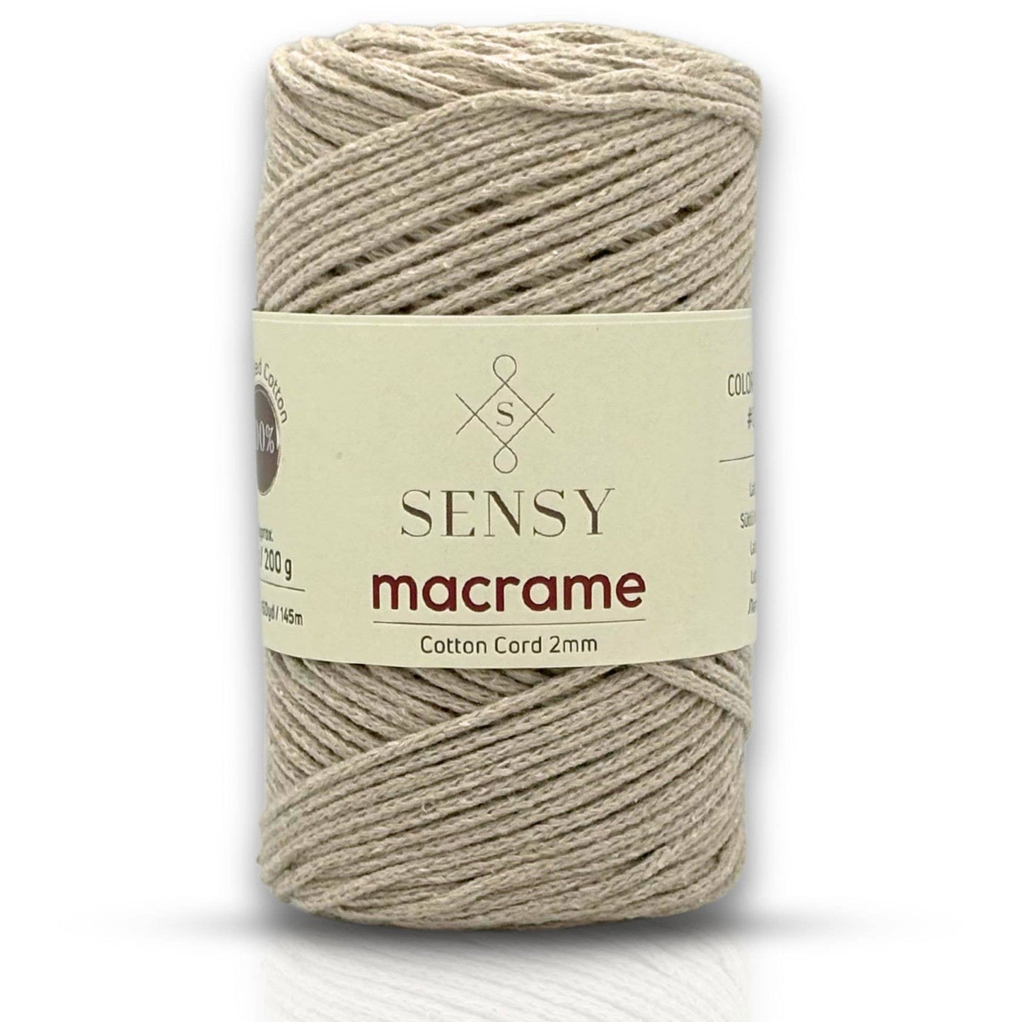 Sensy Premium 2mm - 160 yards 100% Recycled Cotton Macrame Cord
