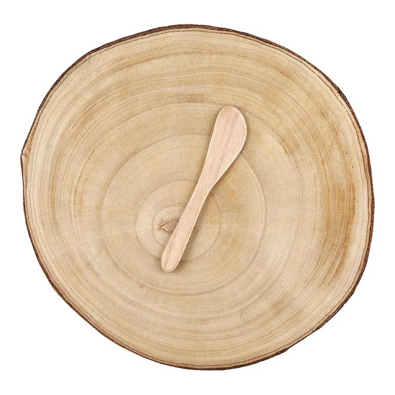 Wood Round Slice with Cheese Spreader