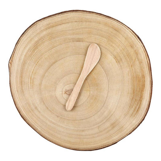 Wood Round Slice with Cheese Spreader