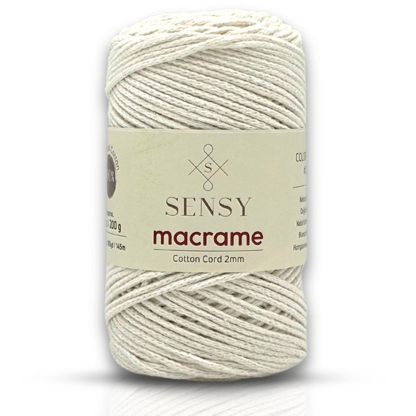 Sensy Premium 2mm - 160 yards 100% Recycled Cotton Macrame Cord