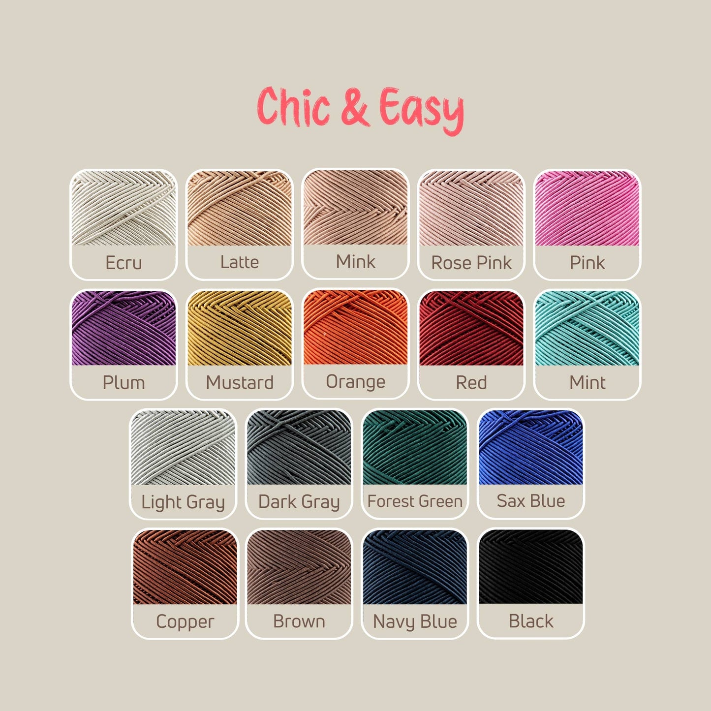Sensy Premium Chic & Easy 1.5mm 218 Yards 50% Cotton 50% Polyester Rope Crochet Bag Cord Crochet Thread
