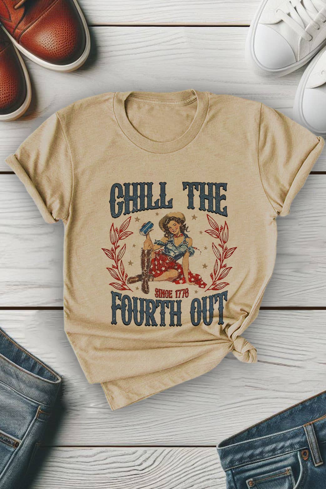 Chill The Fourth Out Since 1776, 4th of July, Unisex Round Neck T-Shirt