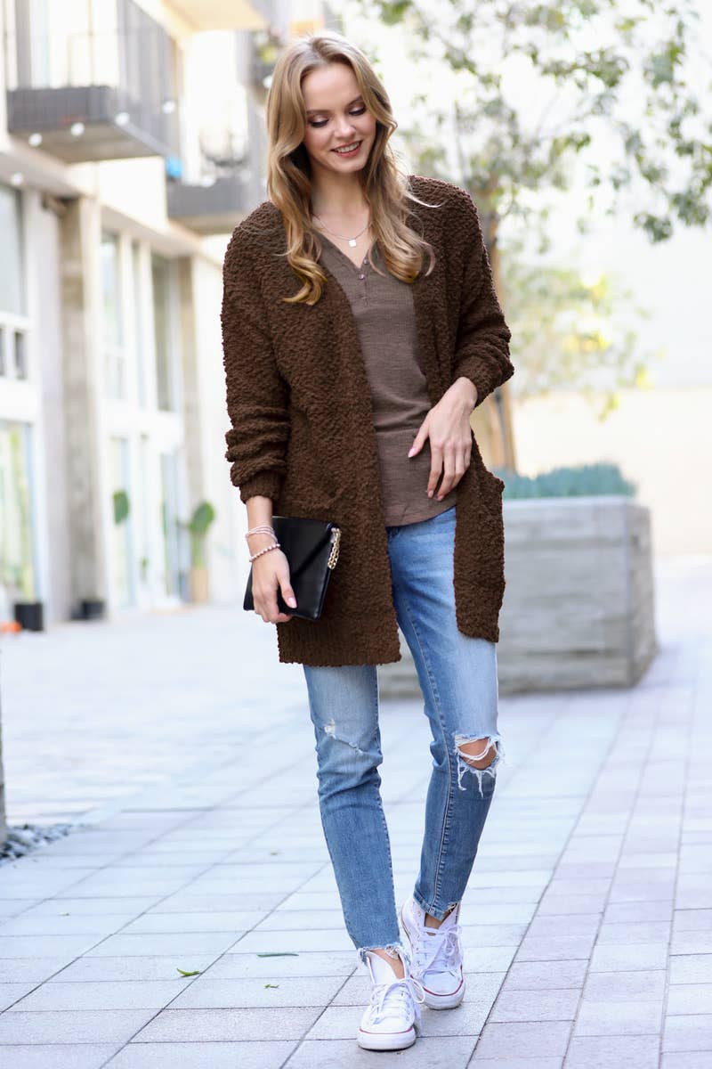 `.Popcorn Sweater Cardigan