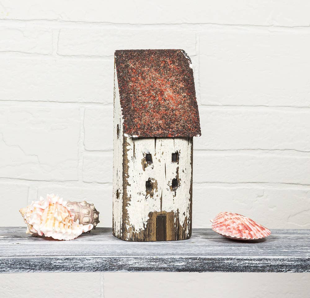 Medium Tall House-White/Red-7.5"H