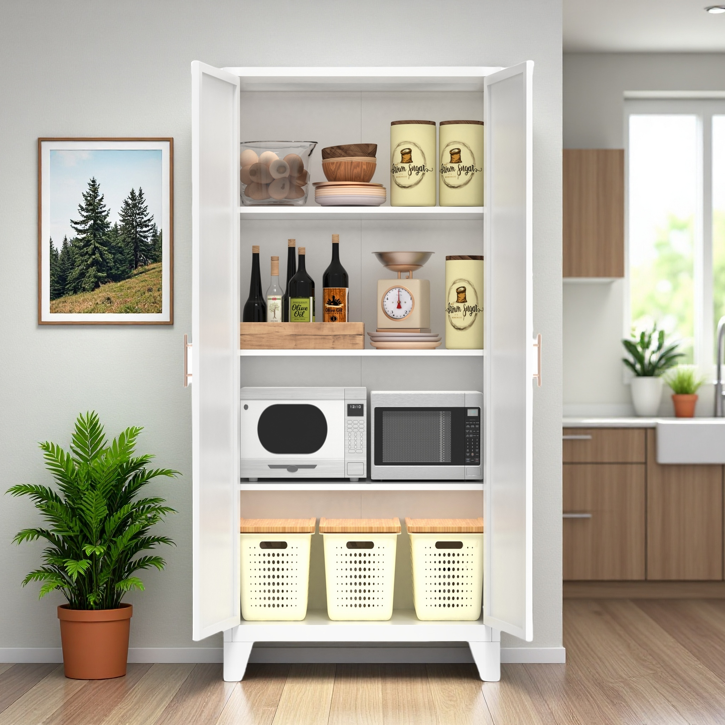 Shapely Doors Storage Cabinet with Adjustable Shelves