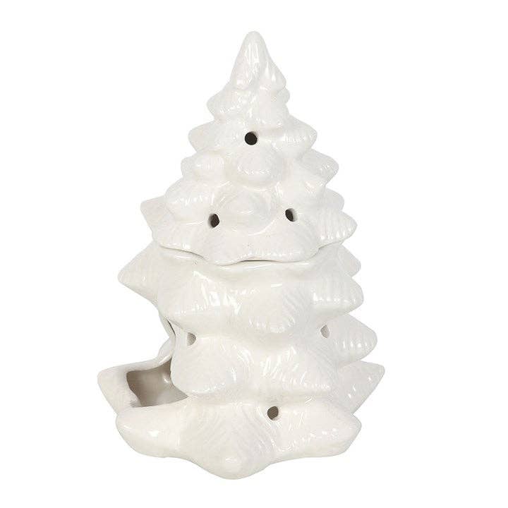 White Winter Fir Tree Oil Burner and Wax Warmer