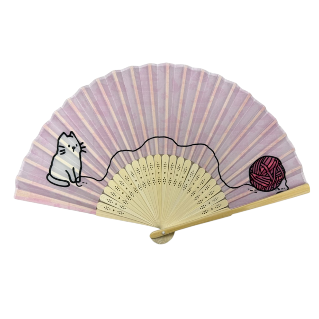 Cat and Yarn Design Paper Folding Fan (50/300)