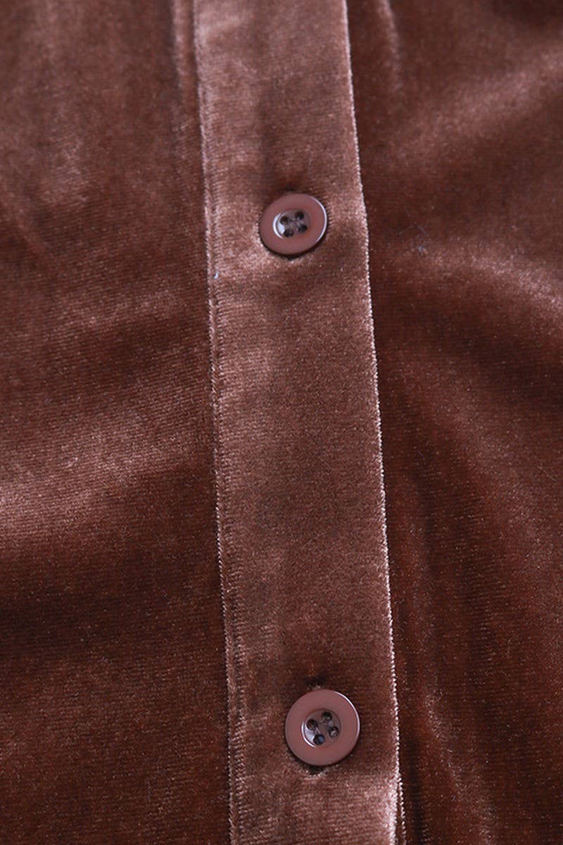 CWTBLL01423_VELVET LAPEL LANTERN SLEEVE MIDI SHIRT