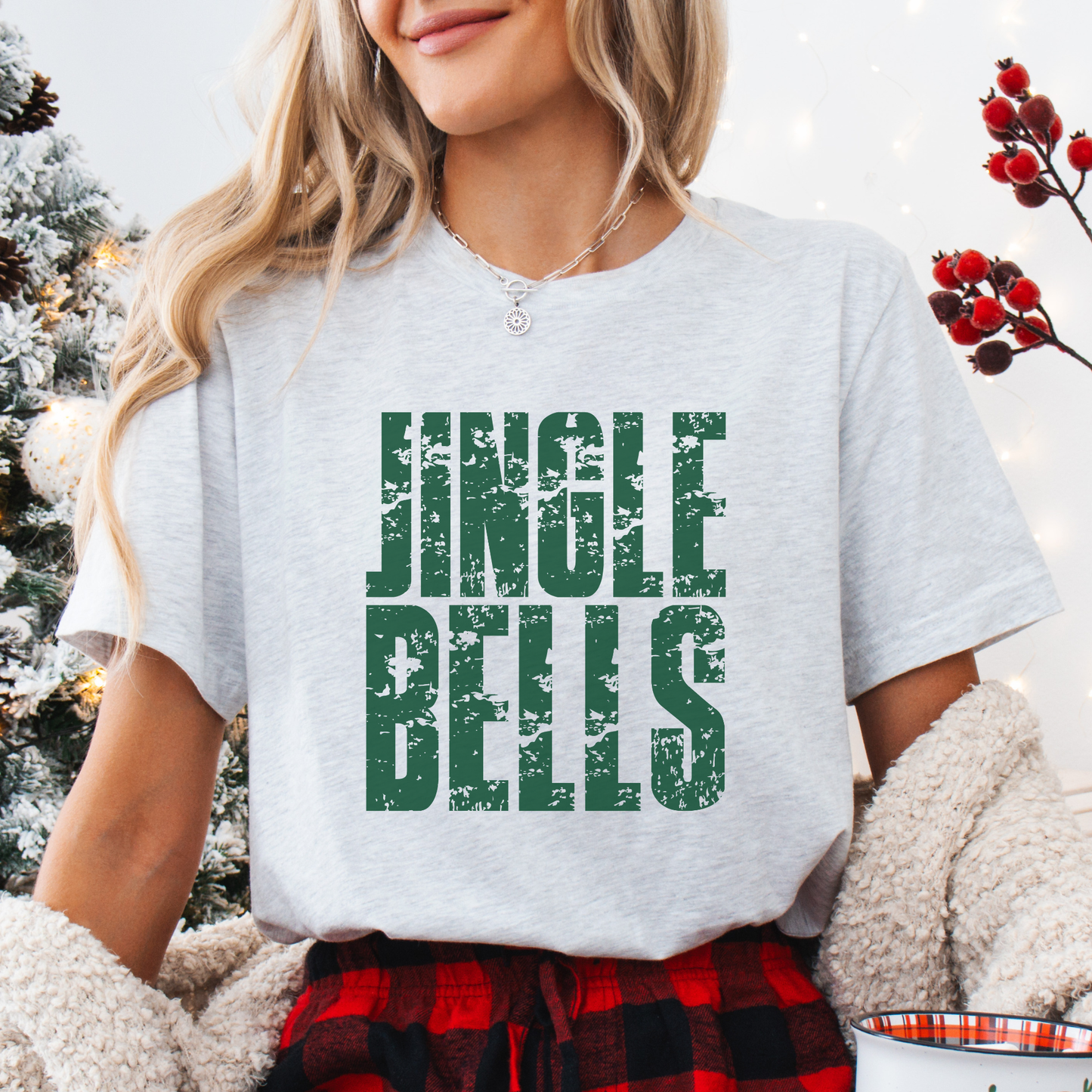 Cute Women's Christmas T-Shirt, Distressed Jingle Bells