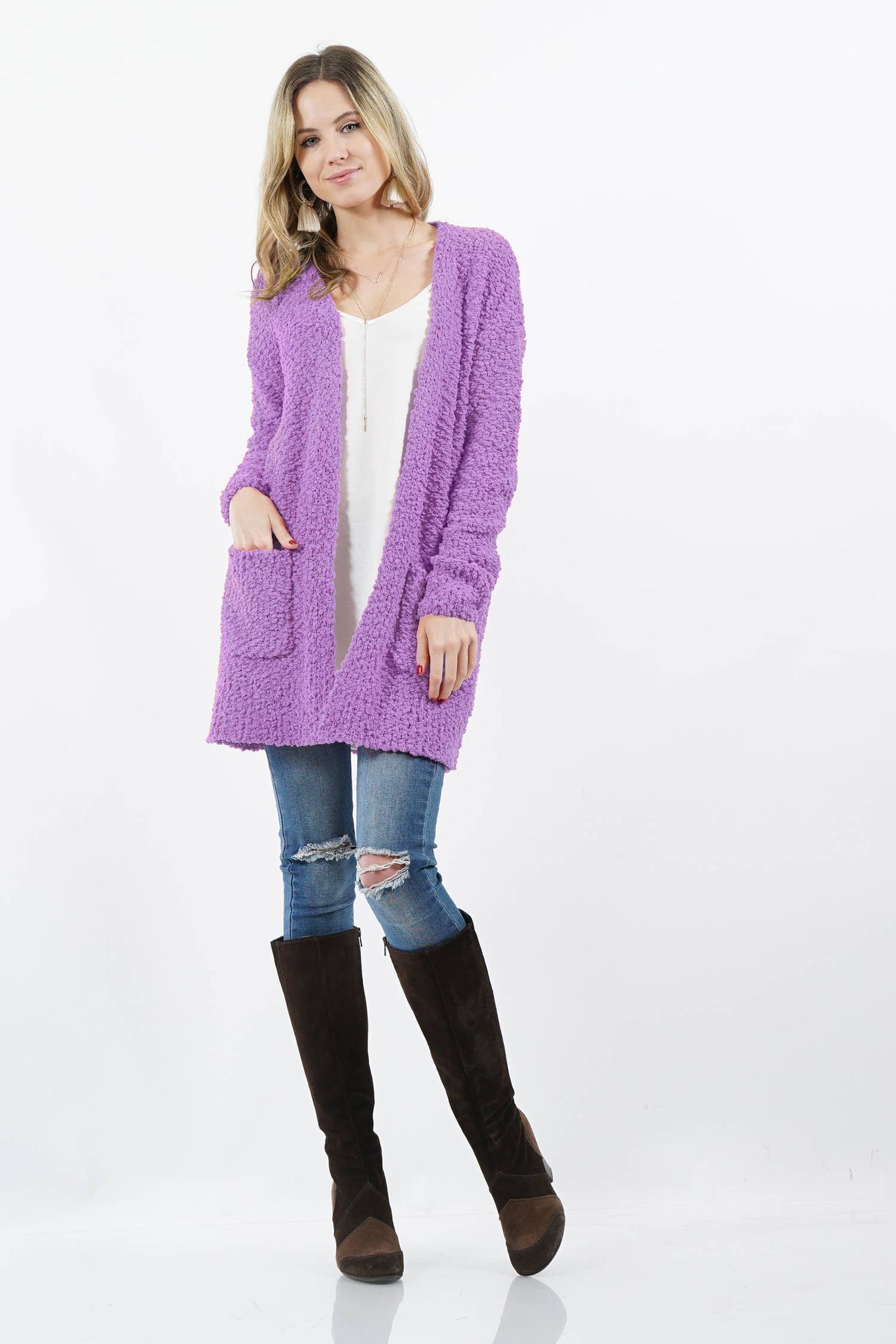 `.Popcorn Sweater Cardigan