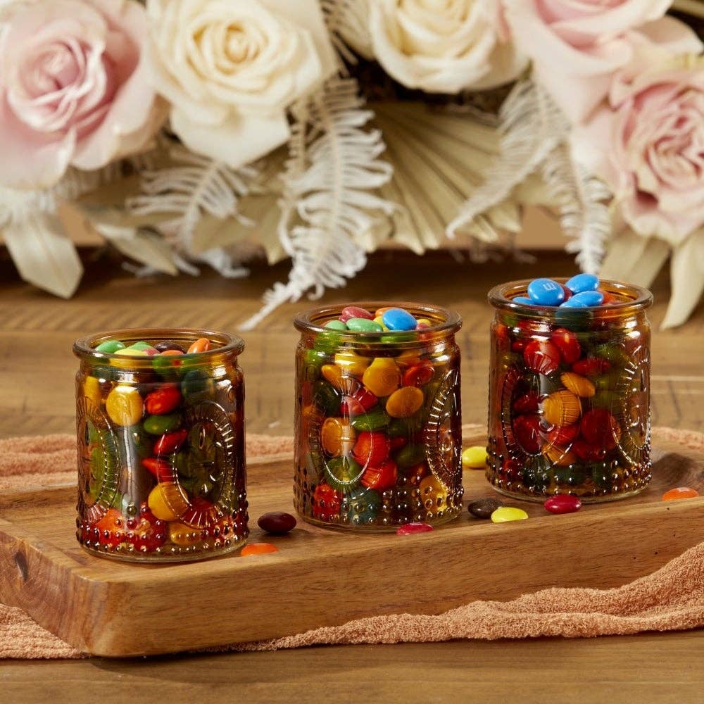 Vintage Amber Glass Tea Light Holder