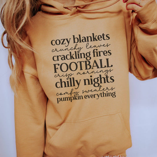Cozy Blankets Crunchy Leaves Fall Graphic Hoodie