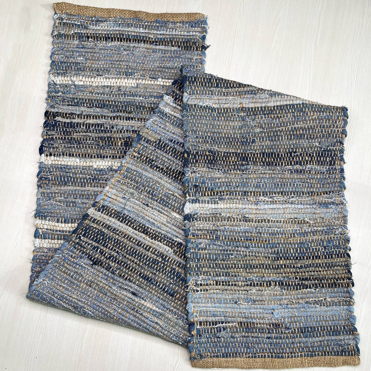 DENIM JUTE TABLE RUNNER, COASTAL TABLE LINEN, 14'' x 72''.