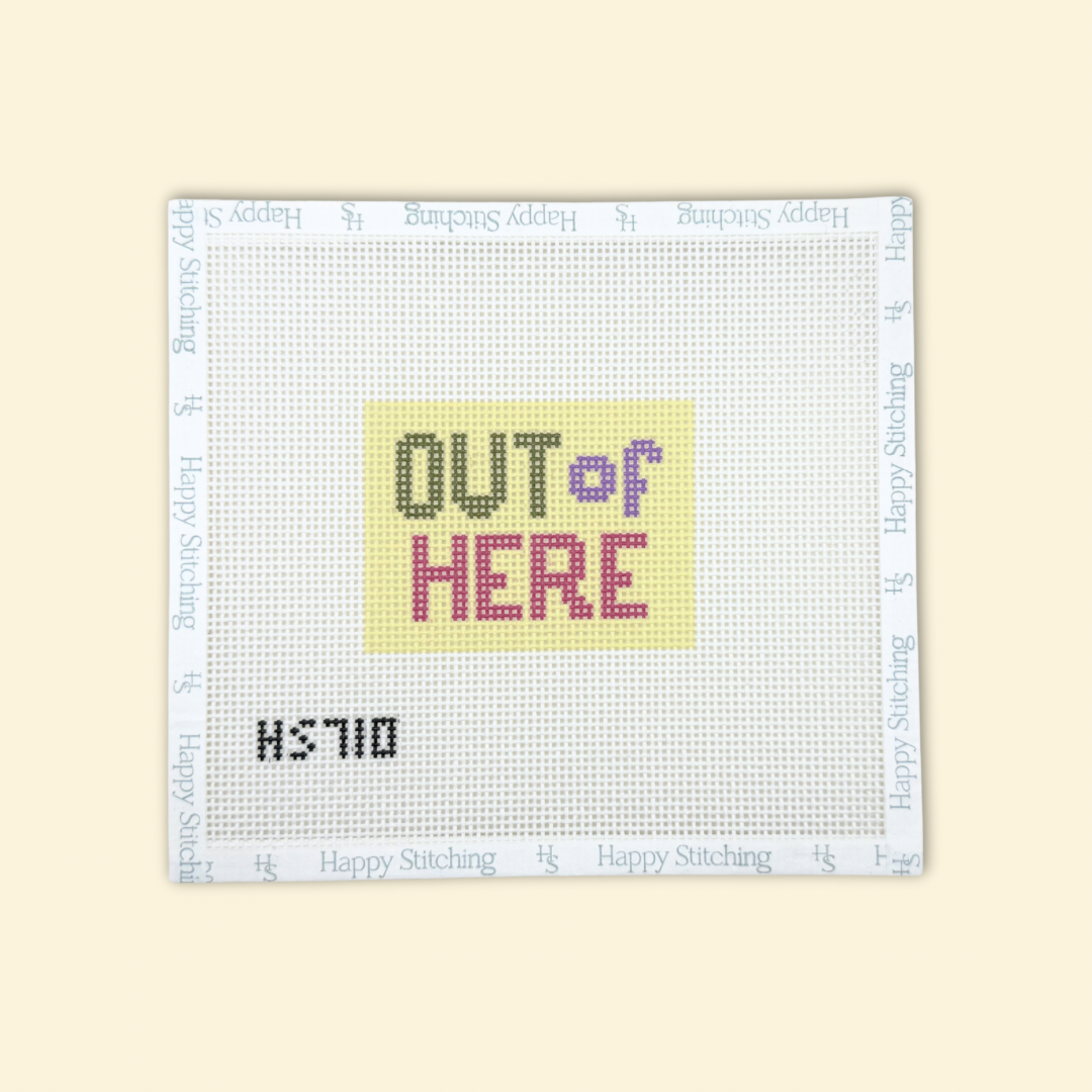 Out of Here Luggage Tag Kit - Happy Stitching All-in-One Self Finishing Needlepoint Kit