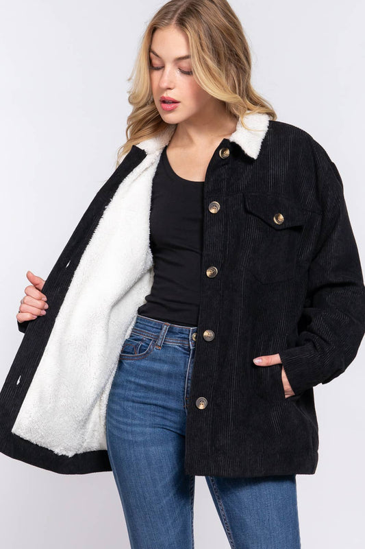 ,...._ SI-24968 INSIDE FAUX FUR CORDUROY JACKET W/ POCKET