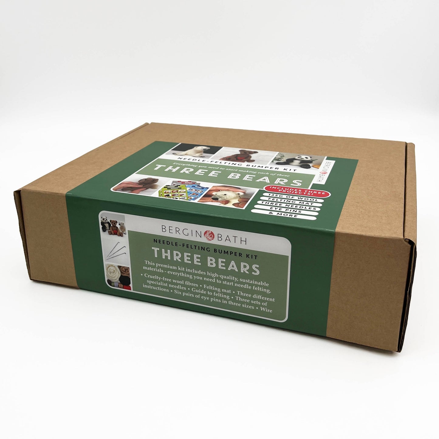Needle Felting Bumper Kit - Three Bears. A premium starter k