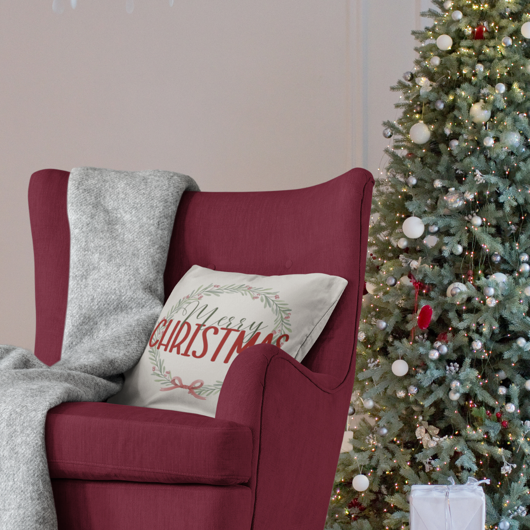 Christmas Berry Wreath Pillow Cover