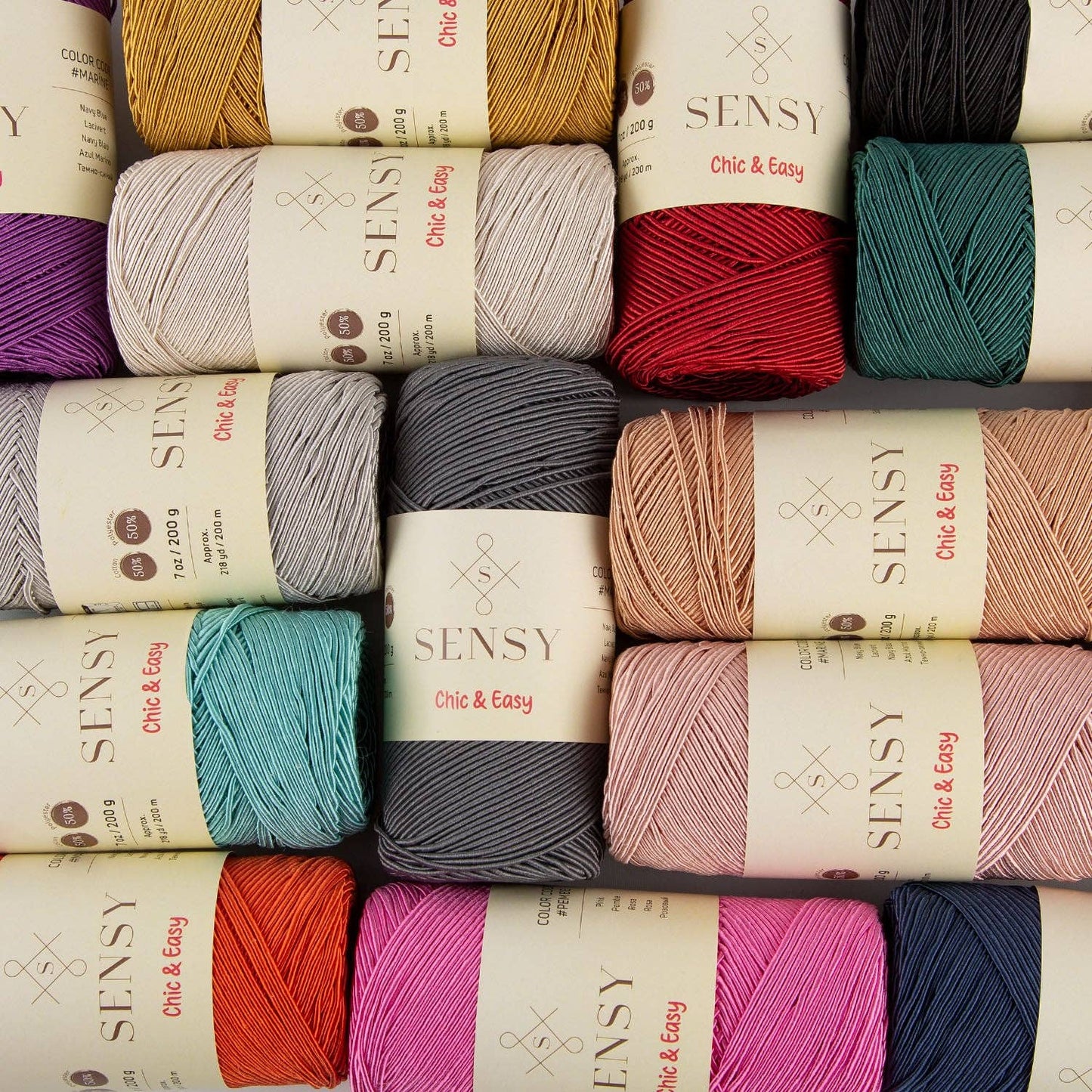Sensy Premium Chic & Easy 1.5mm 218 Yards 50% Cotton 50% Polyester Rope Crochet Bag Cord Crochet Thread