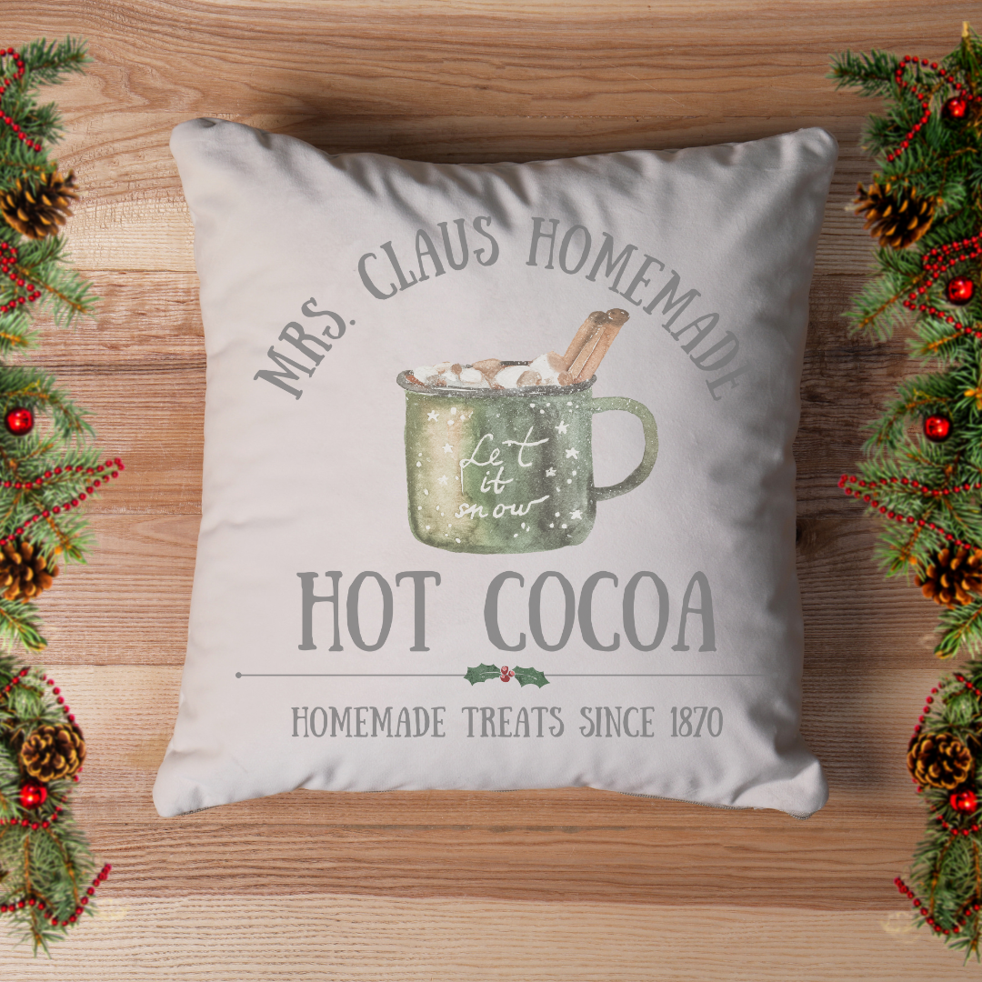 Mrs. Claus Hot Cocoa Pillow Cover