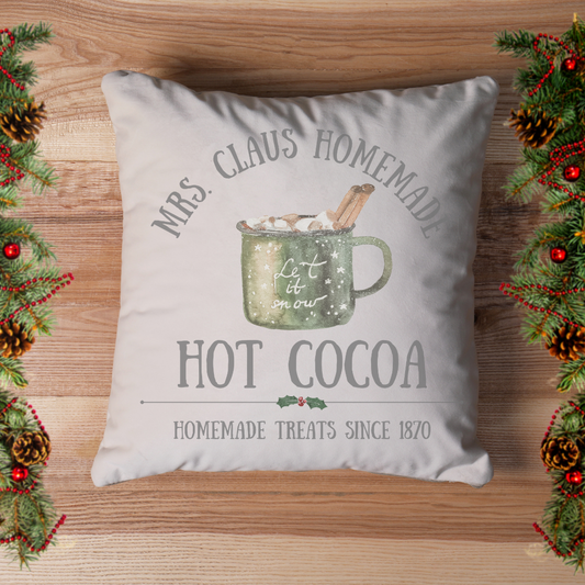Mrs. Claus Hot Cocoa Pillow Cover