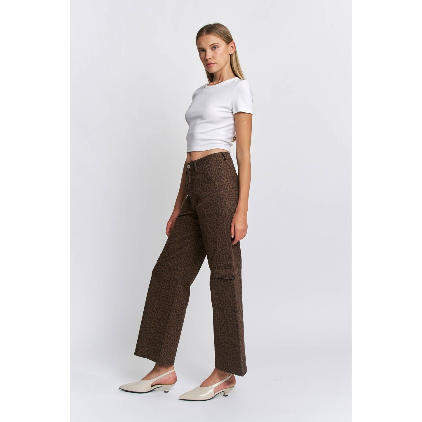 HIGH RISE WIDE LEG CARGO LEOPARD