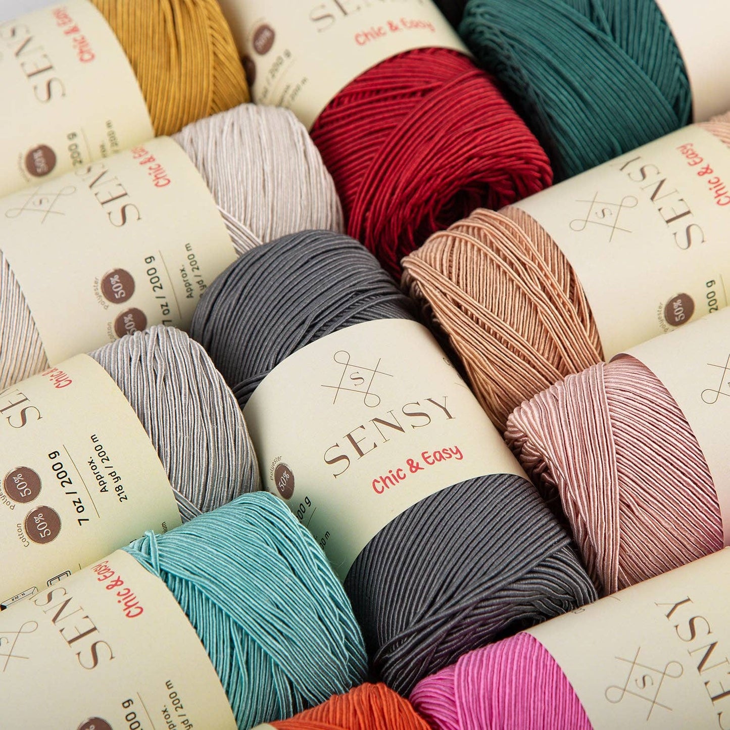 Sensy Premium Chic & Easy 1.5mm 218 Yards 50% Cotton 50% Polyester Rope Crochet Bag Cord Crochet Thread