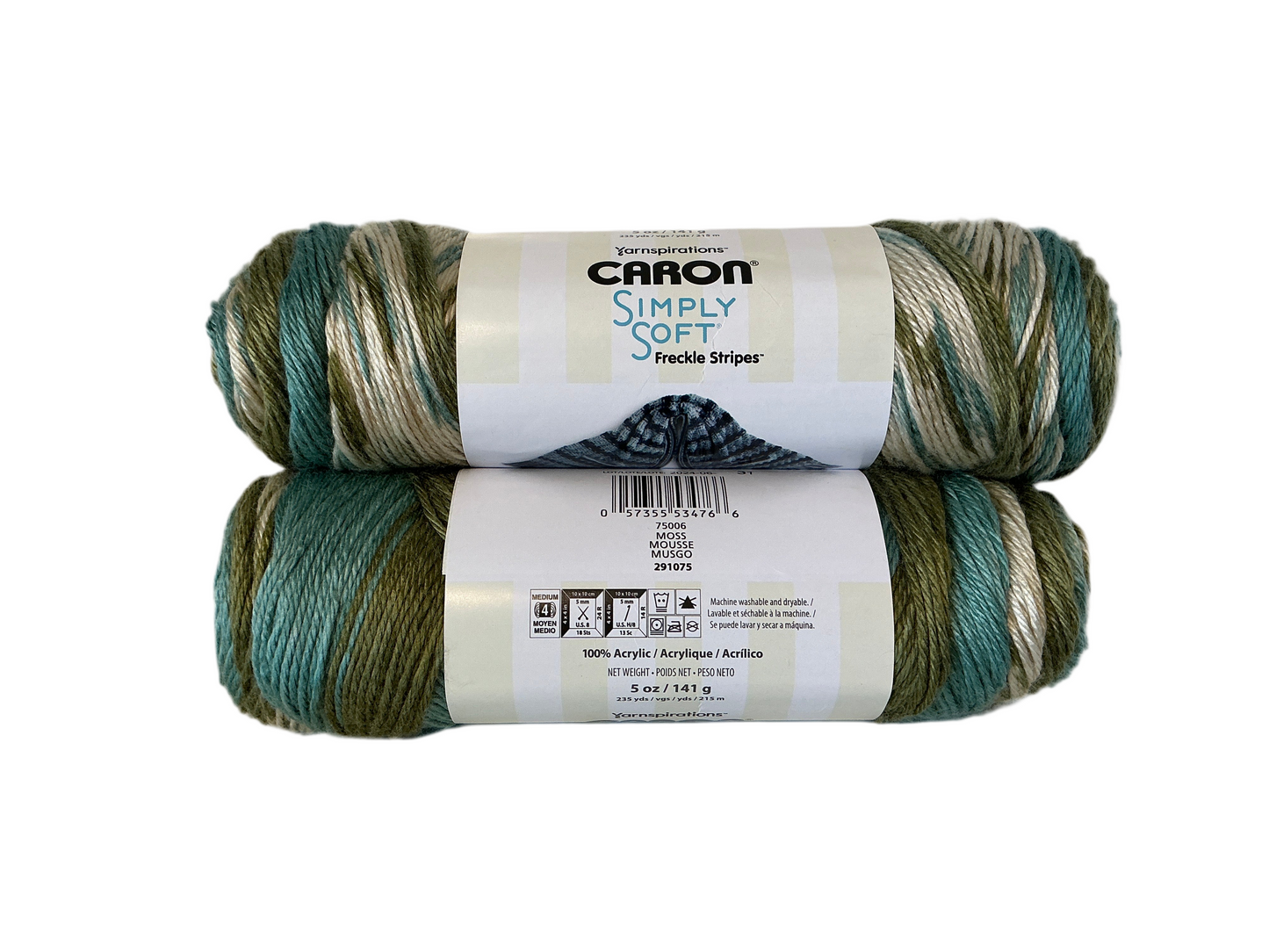 Caron Simply Soft Freckle Stripes-Moss 75006