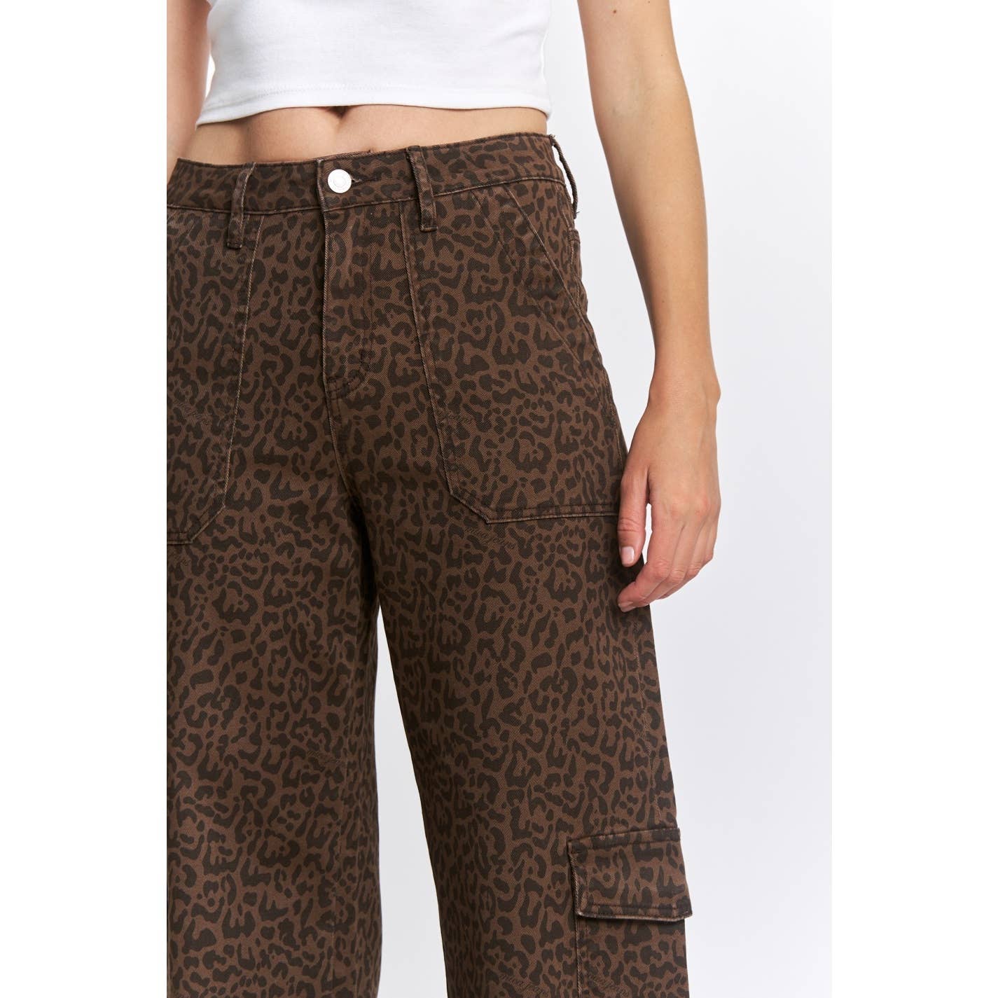 HIGH RISE WIDE LEG CARGO LEOPARD