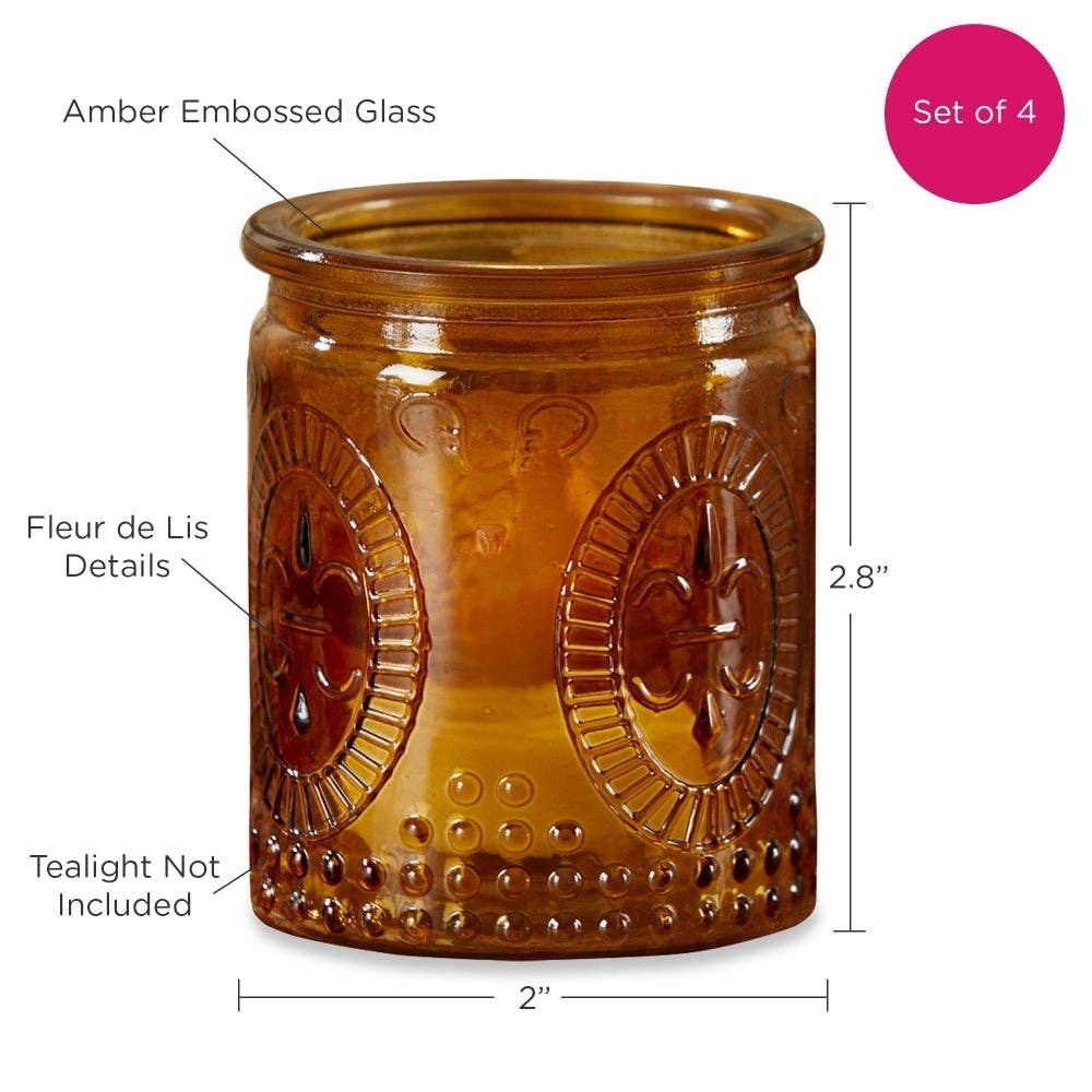 Vintage Amber Glass Tea Light Holder