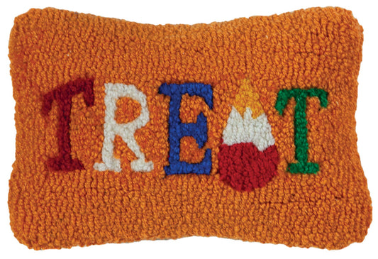 Treat Hand Hooked Wool Decorative Pillow, 8"x12"