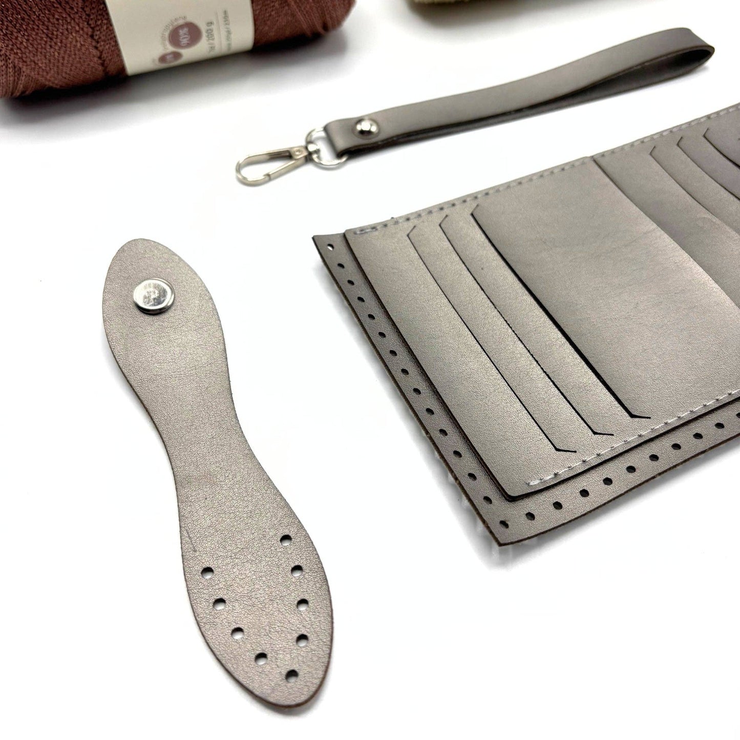 PU Leather Wallet Kit with Wrist Handle Strap