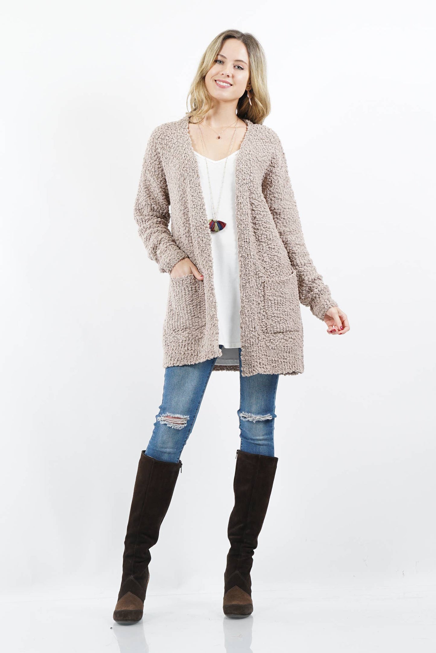 `.Popcorn Sweater Cardigan