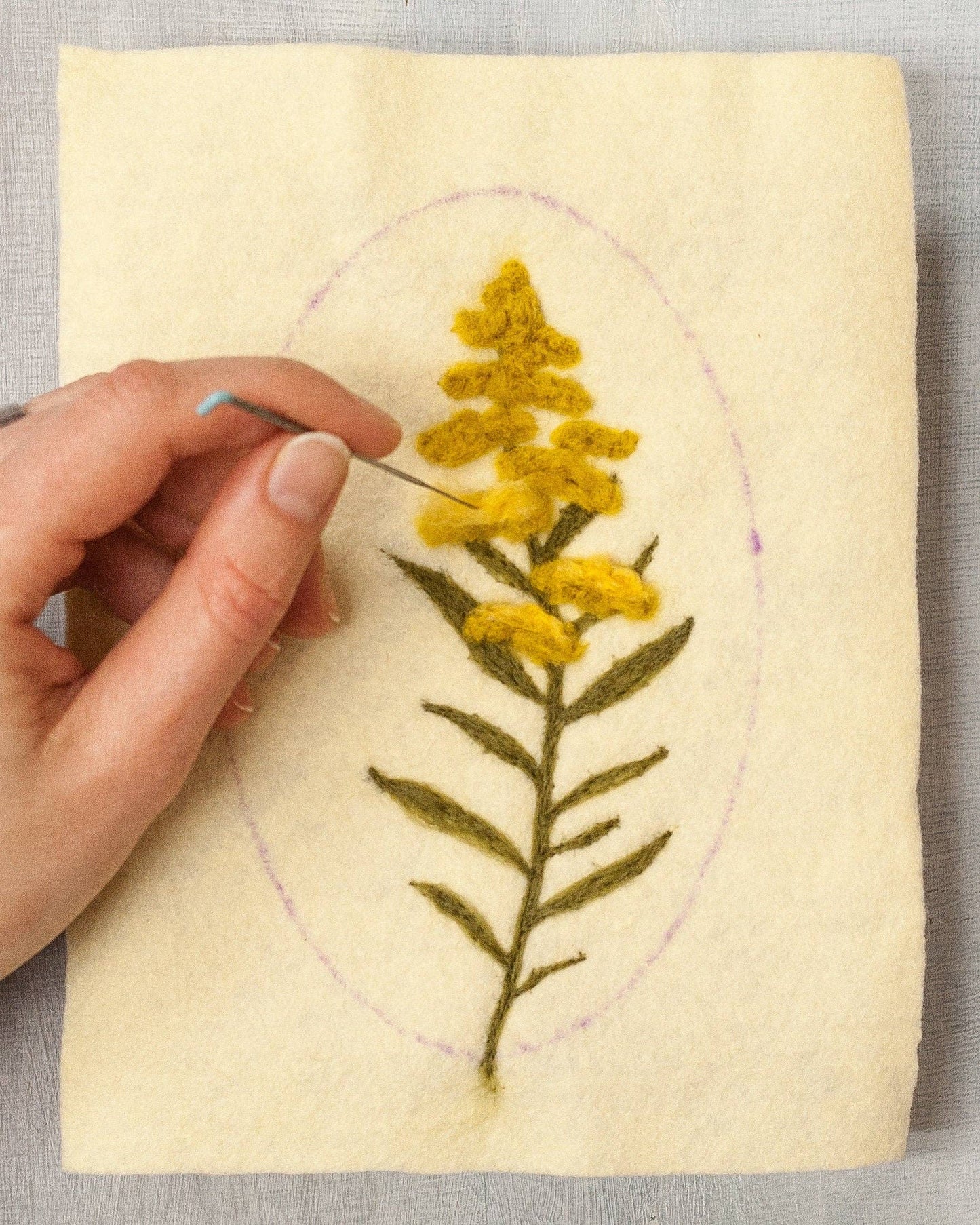 Goldenrod Wall Hanging - Needle Felting Kit - Beginner
