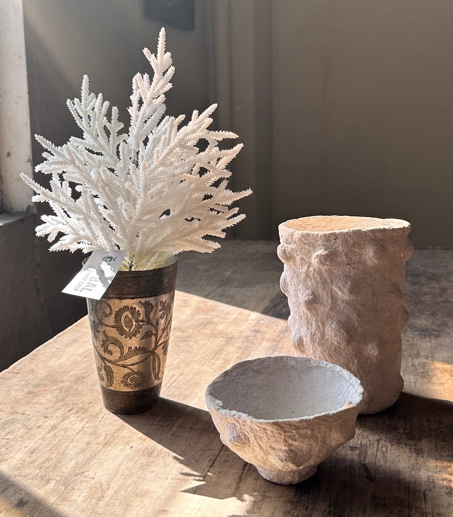 White Shimmer Tree in Ceramic Pot