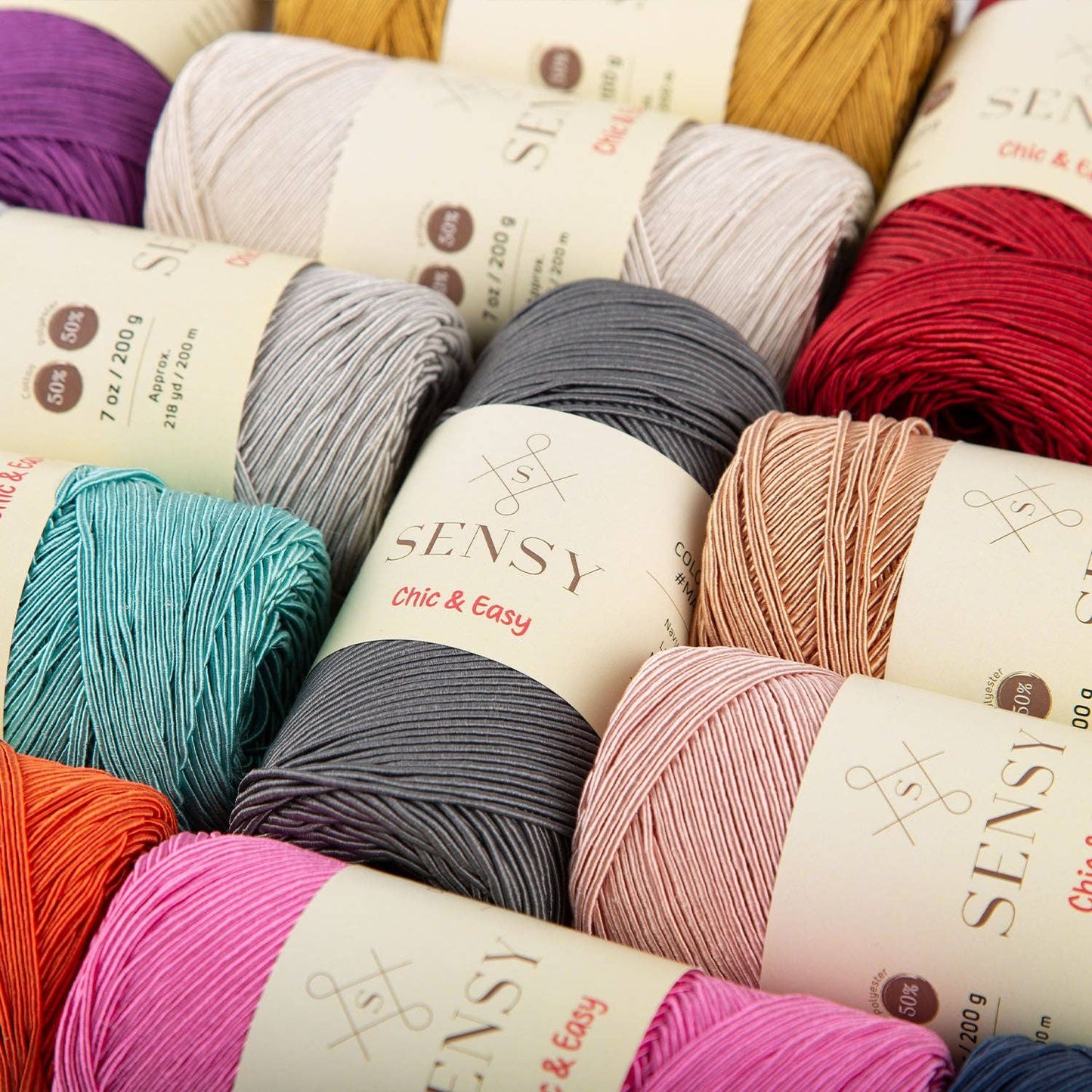 Sensy Premium Chic & Easy 1.5mm 218 Yards 50% Cotton 50% Polyester Rope Crochet Bag Cord Crochet Thread