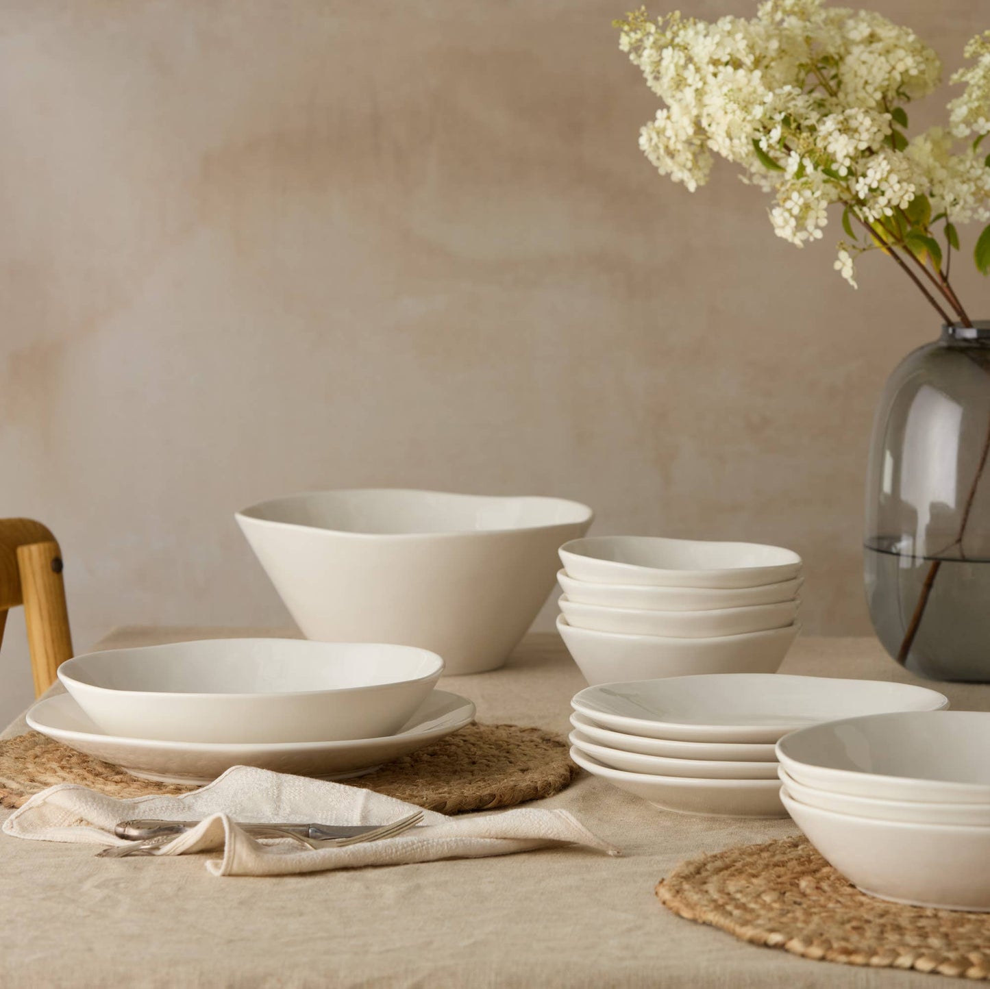Linen Cream Oval Platter 16in x 12in