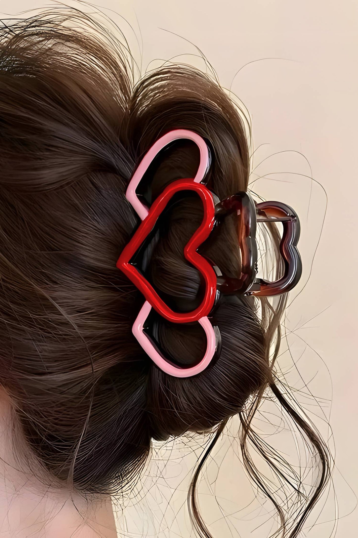 Valentines Heart Design Contrasted Acrylic Hair Claw Clip