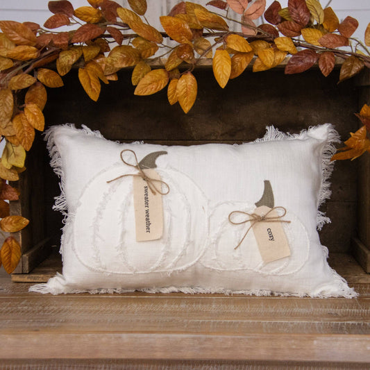 Raggedy Pumpkins with Fabric Tags Fall Pillow (PC)