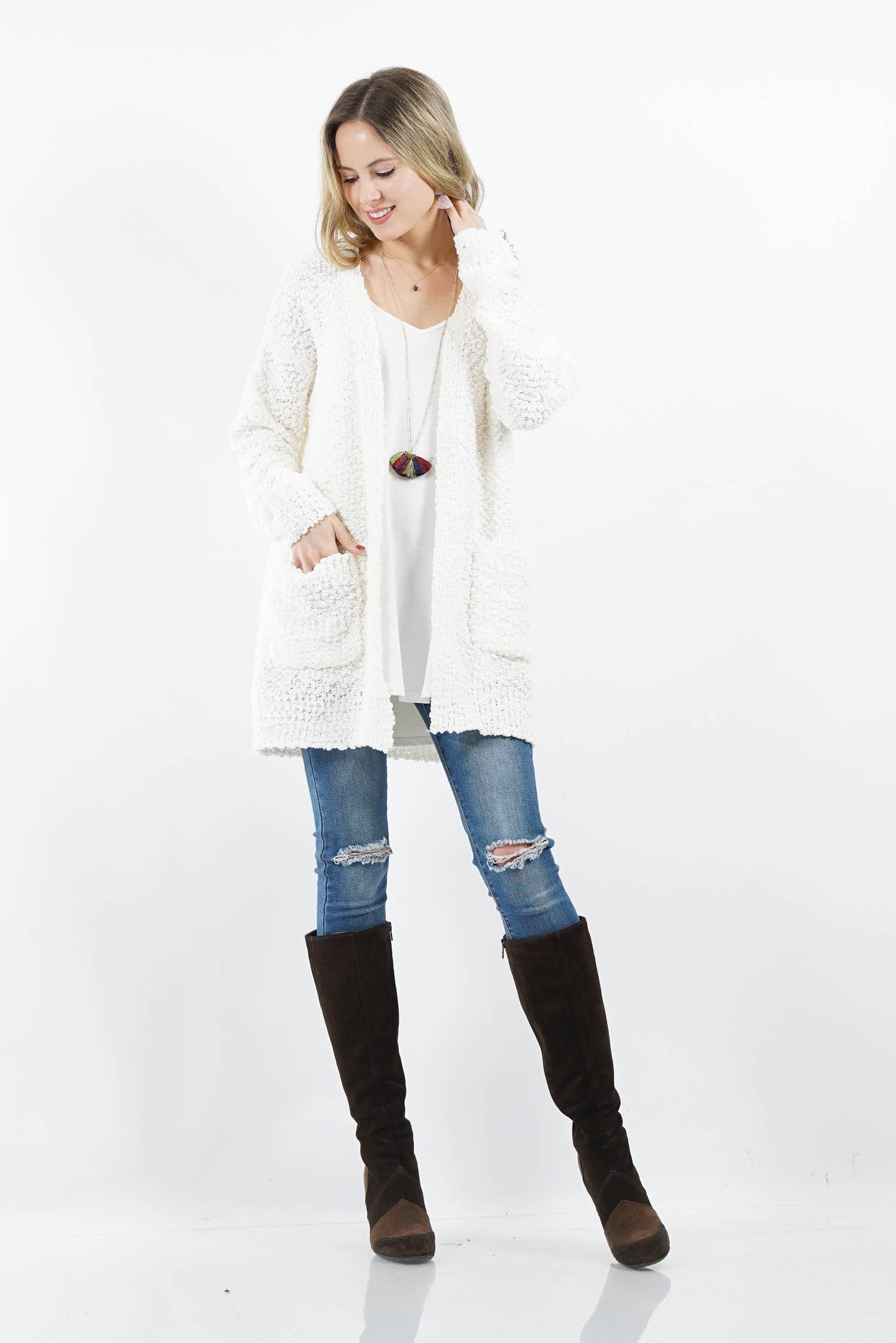 `.Popcorn Sweater Cardigan