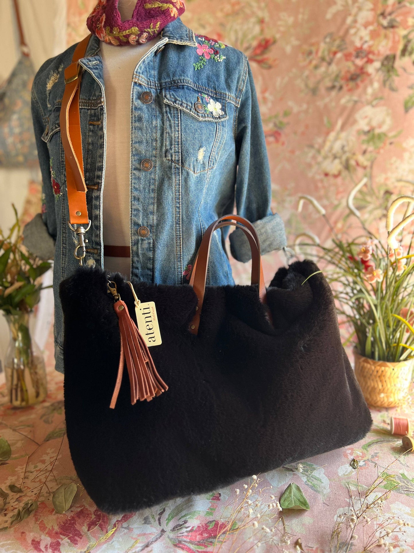 USA Handcrafted Carryall Tote Bag, Midnight Mink Buddy